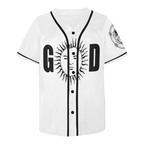 GOD Baseball Jersey White All Over Print Baseball Jersey for Men (Model T50)