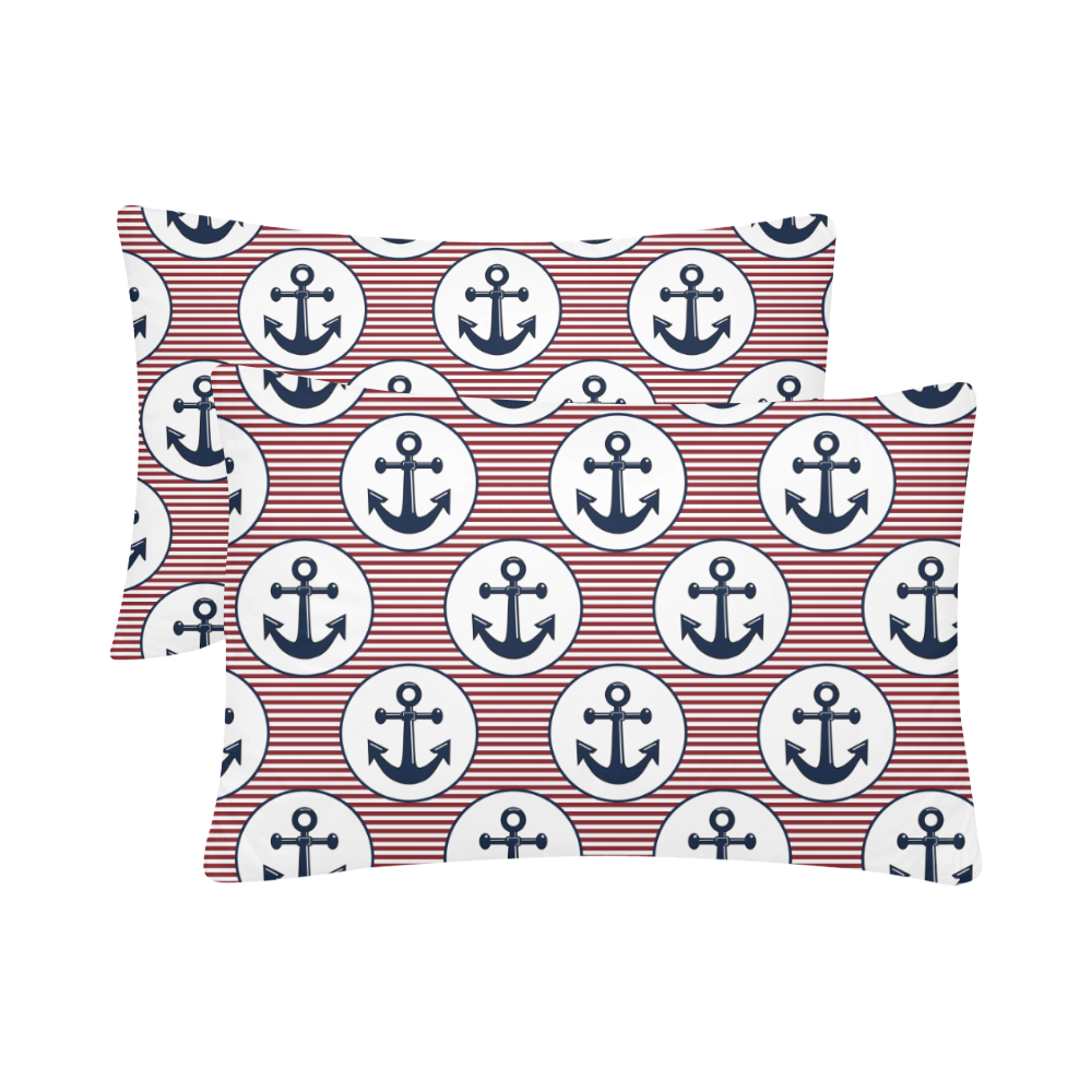 navy and red anchor nautical design Custom Pillow Case 20"x 30" (One Side) (Set of 2)