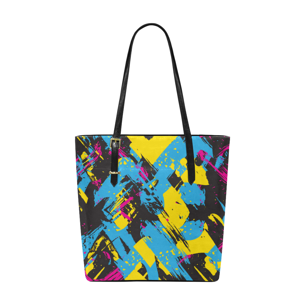 Colorful paint stokes on a black background Euramerican Tote Bag/Small (Model 1655)
