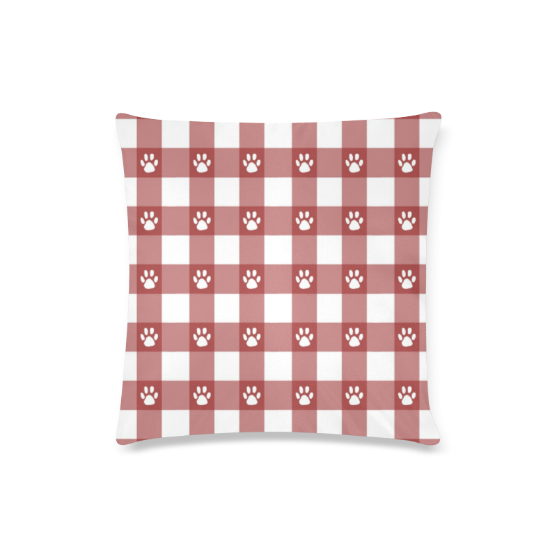 Plaid and paws Custom Zippered Pillow Case 16"x16"(Twin Sides)