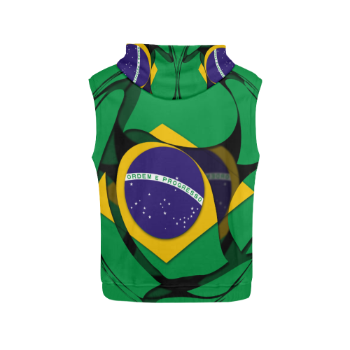 The Flag of Brazil All Over Print Sleeveless Hoodie for Women (Model H15)