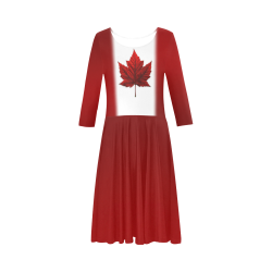 Canada Flag Team Dresses Elbow Sleeve Ice Skater Dress (D20)
