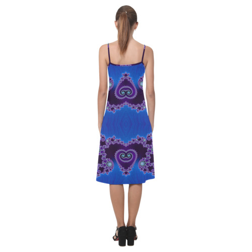Blue Hearts and Lace Fractal Abstract 2 Alcestis Slip Dress (Model D05)