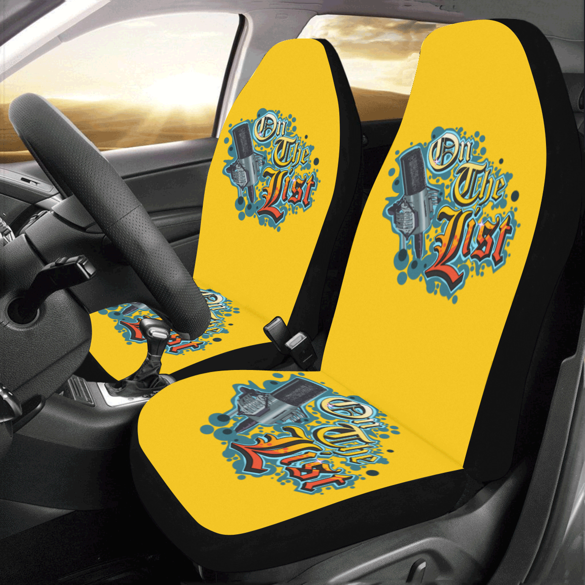 On The List Official Microphone Logo Seat Covers Car Seat Covers (Set of 2)