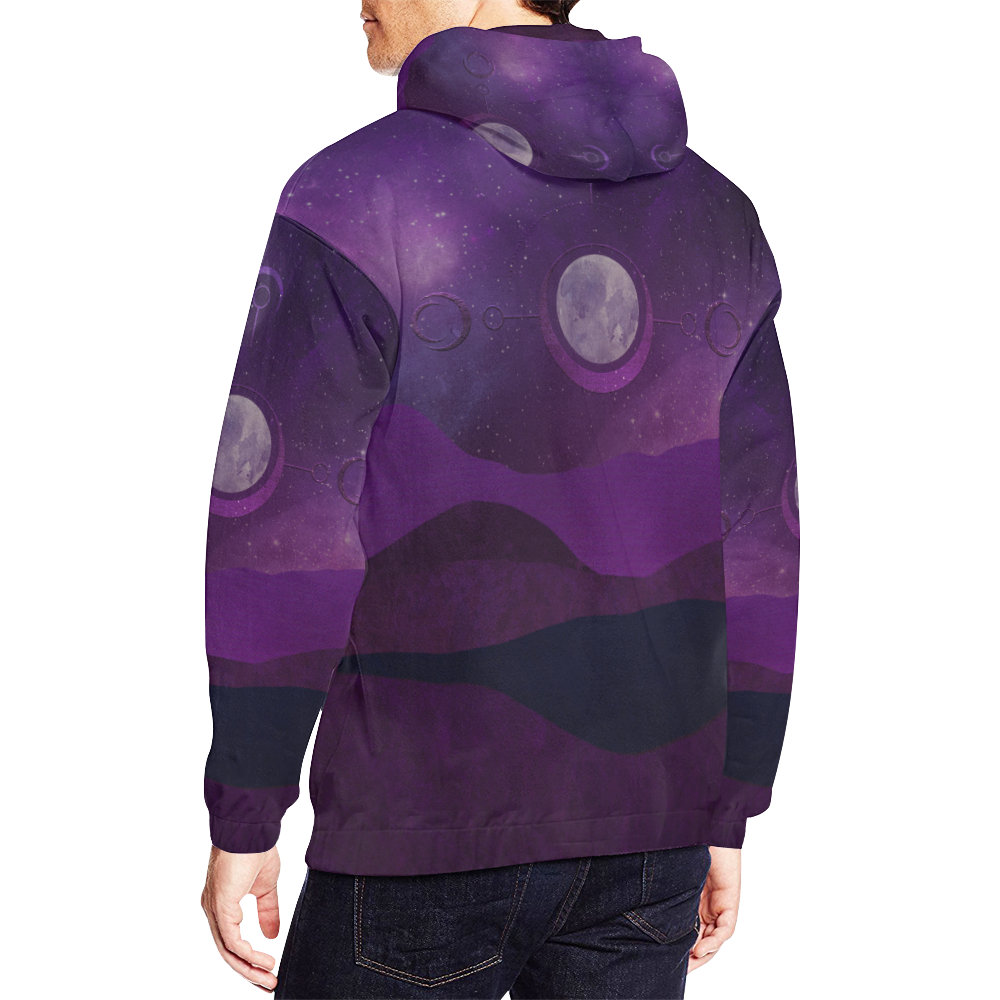 Purple Moon Night All Over Print Hoodie for Men/Large Size (USA Size) (Model H13)