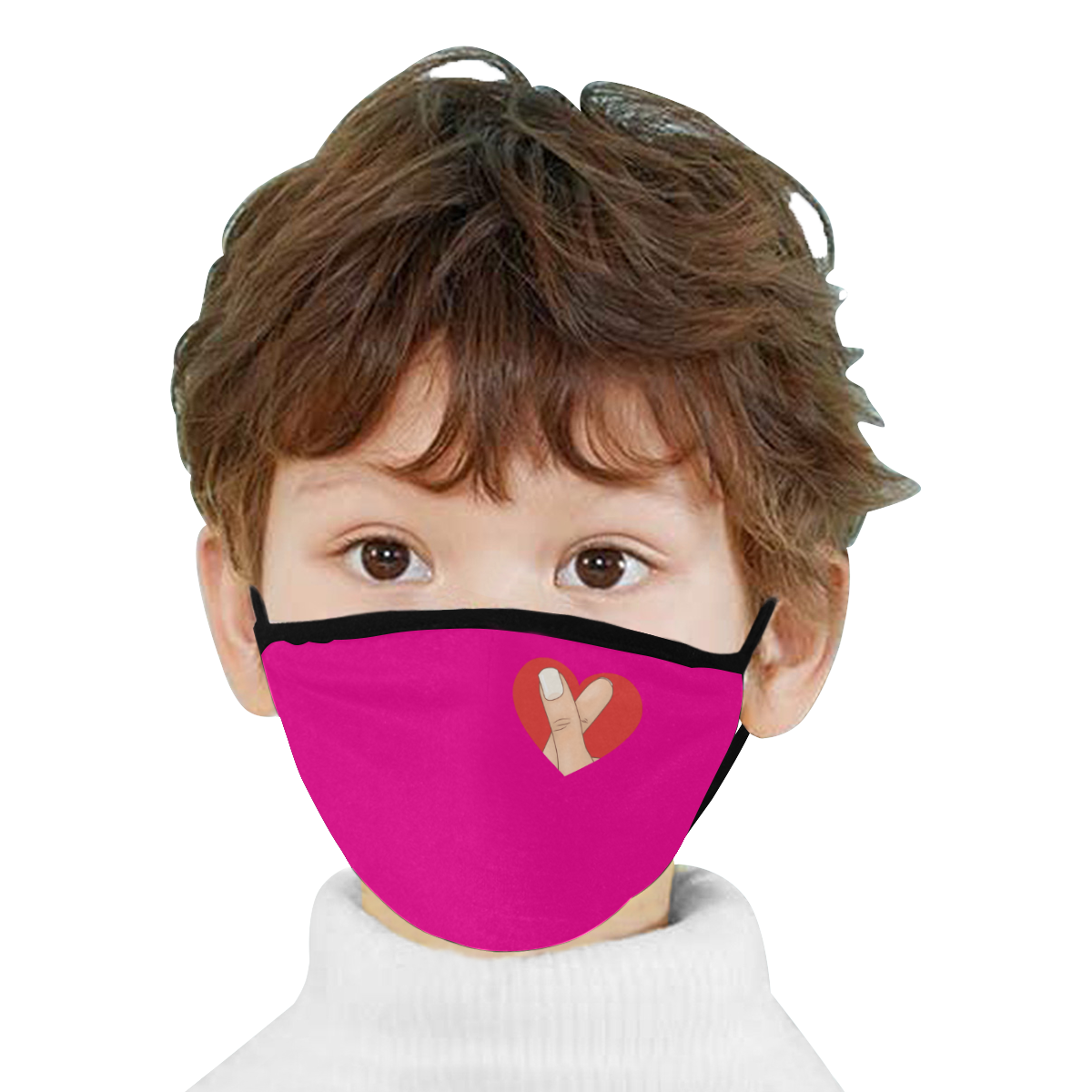 Red Heart Fingers / Pink Mouth Mask