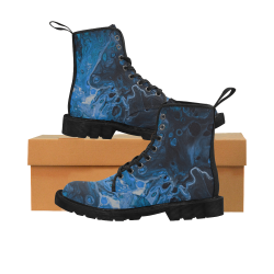 Fantasy Swirl Blue. Martin Boots for Men (Black) (Model 1203H)