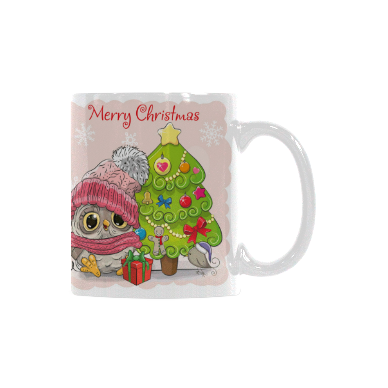Merry Christmas Holiday Owl White Mug(11OZ)