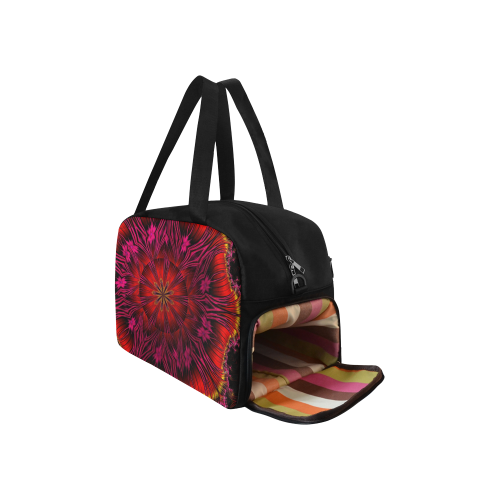 Sunset Solar Flares Fractal Mandala Abstract Fitness Handbag (Model 1671)