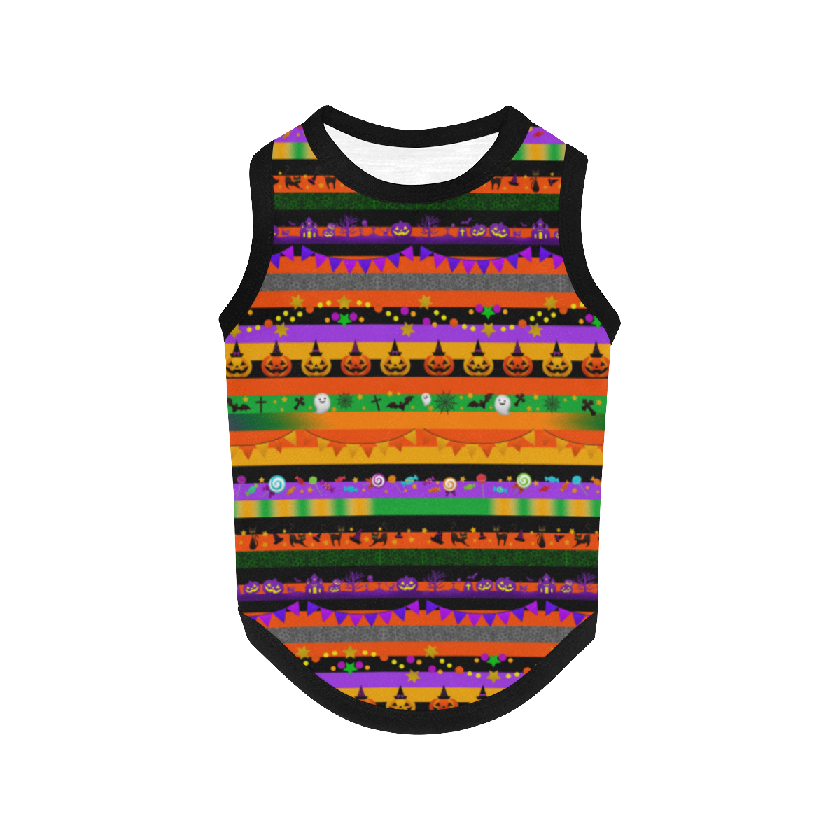Halloween Icons Striped All Over Print Pet Tank Top
