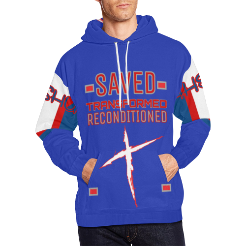 Saved Transformed Hoodie Indigo Blue All Over Print Hoodie for Men (USA Size) (Model H13)