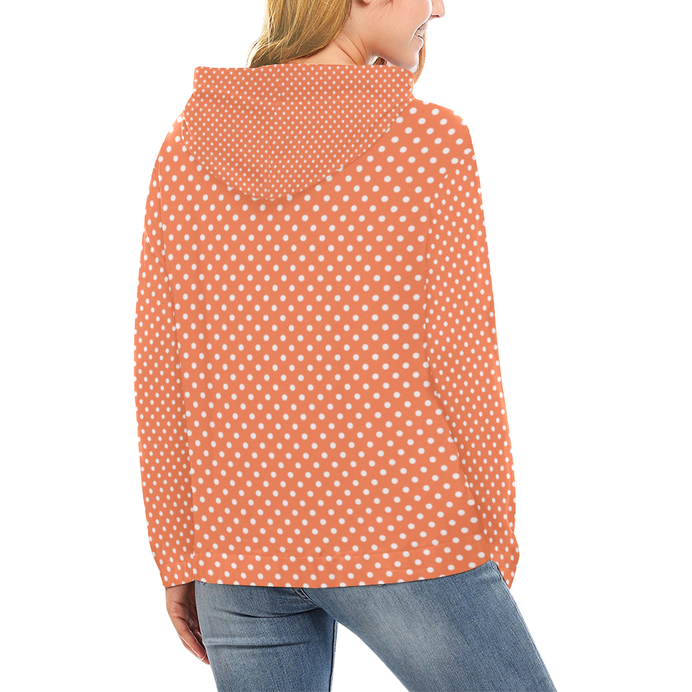 Appricot polka dots All Over Print Hoodie for Women (USA Size) (Model H13)