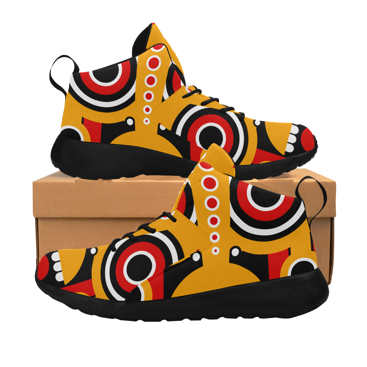 Red Yellow Tiki Tribal Men's Chukka Training Shoes (Model 57502)