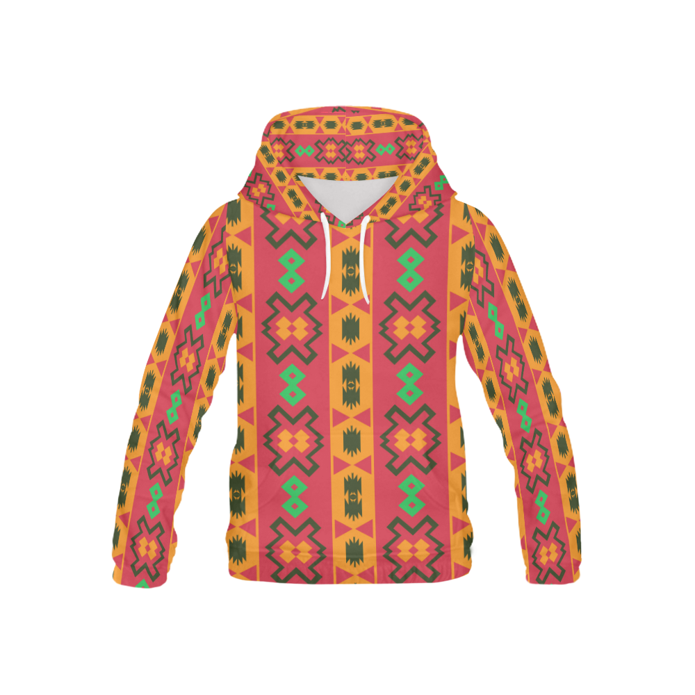 Tribal shapes in retro colors (2) All Over Print Hoodie for Kid (USA Size) (Model H13)