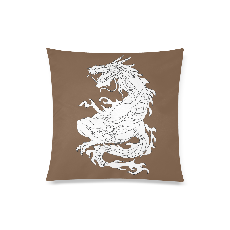 Color Me Chinese Dragon Brown Custom Zippered Pillow Case 20"x20"(Twin Sides)