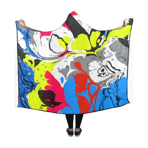 Colorful distorted shapes2 Hooded Blanket 60''x50''