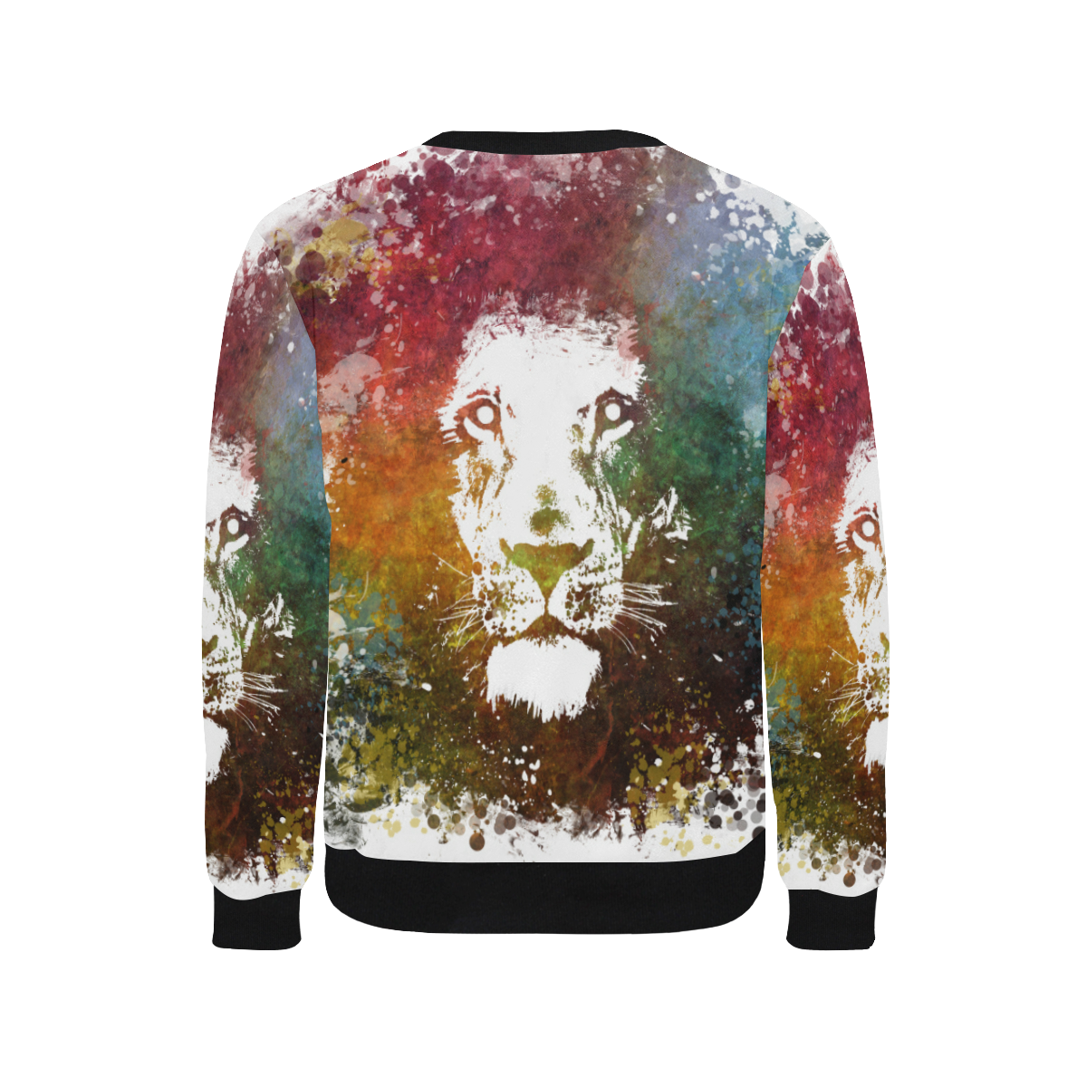 lion jbjart #lion Men's Rib Cuff Crew Neck Sweatshirt (Model H34)