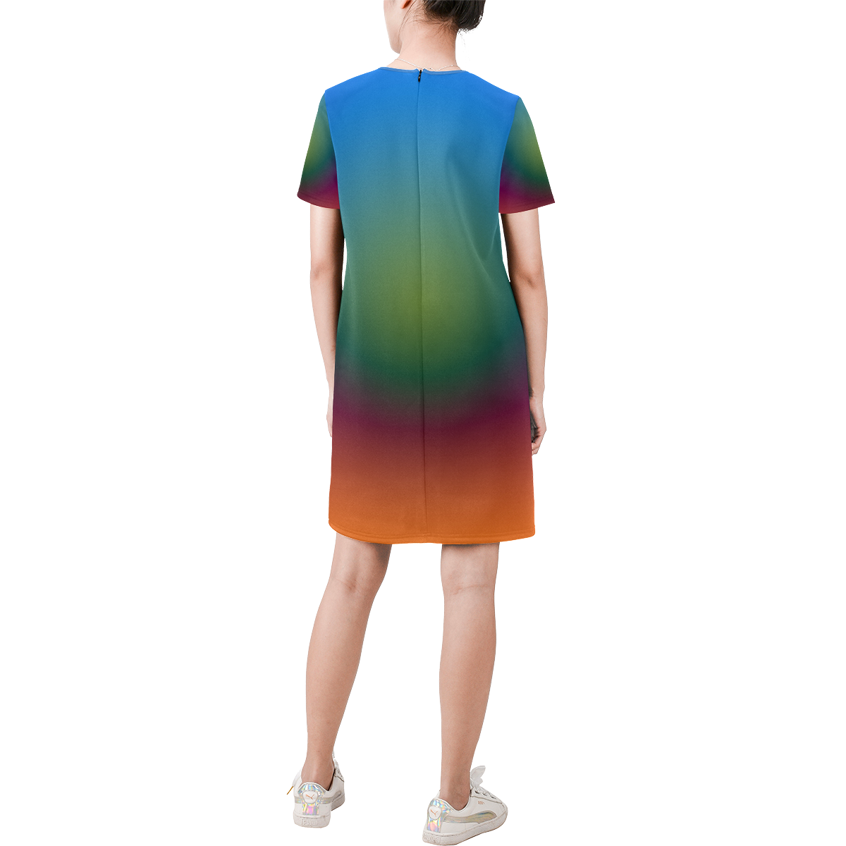Big Rich Spectrum by Aleta Short-Sleeve Round Neck A-Line Dress (Model D47)