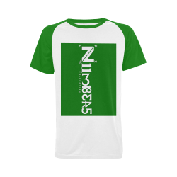 NUMBERS Collection White/Green Men's Raglan T-shirt (USA Size) (Model T11)