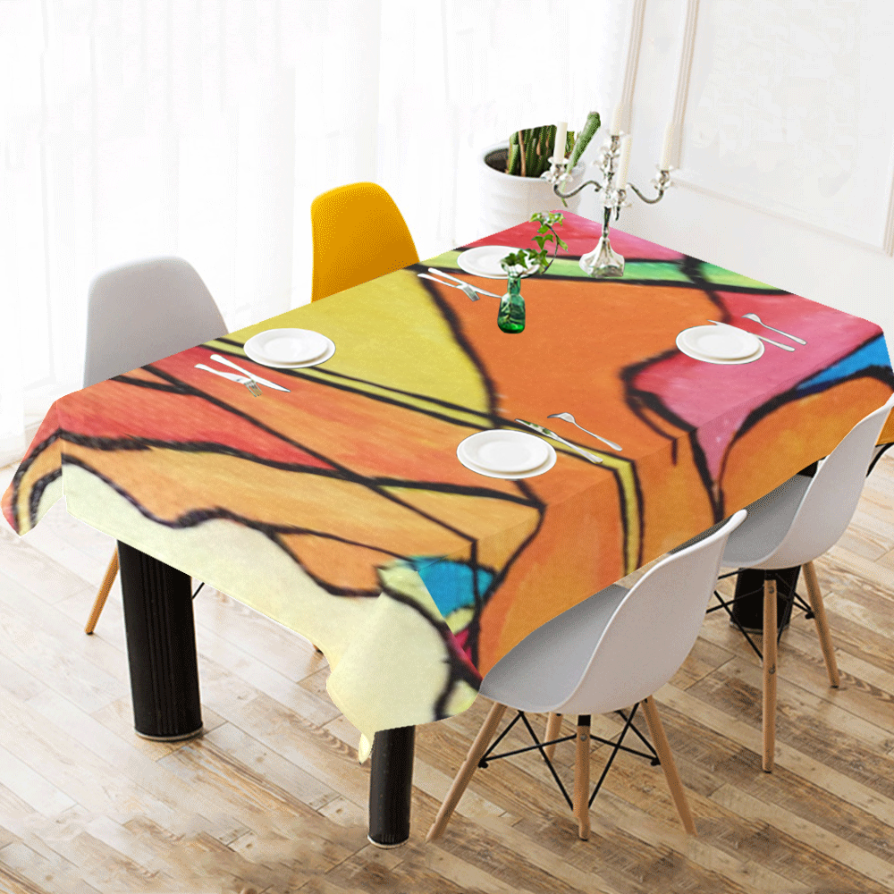 ABSTRACT Cotton Linen Tablecloth 60"x 104"