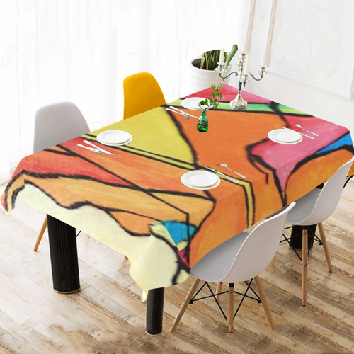 ABSTRACT Cotton Linen Tablecloth 60"x 104"