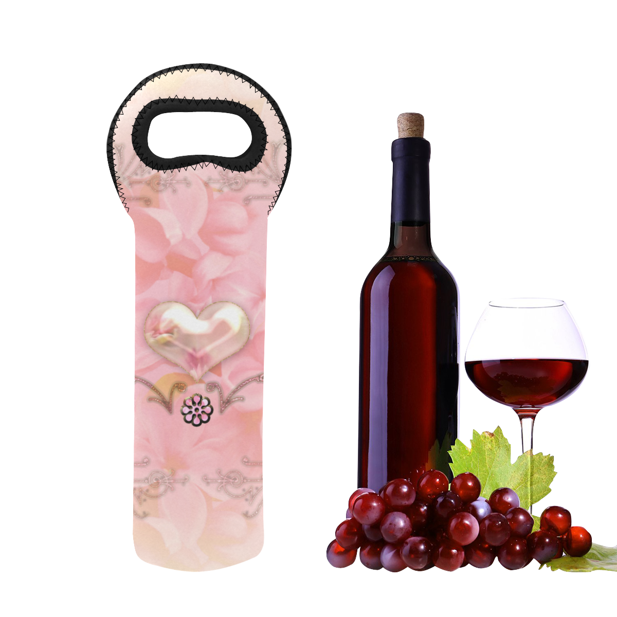 Hearts, soft colors Neoprene Wine Bag