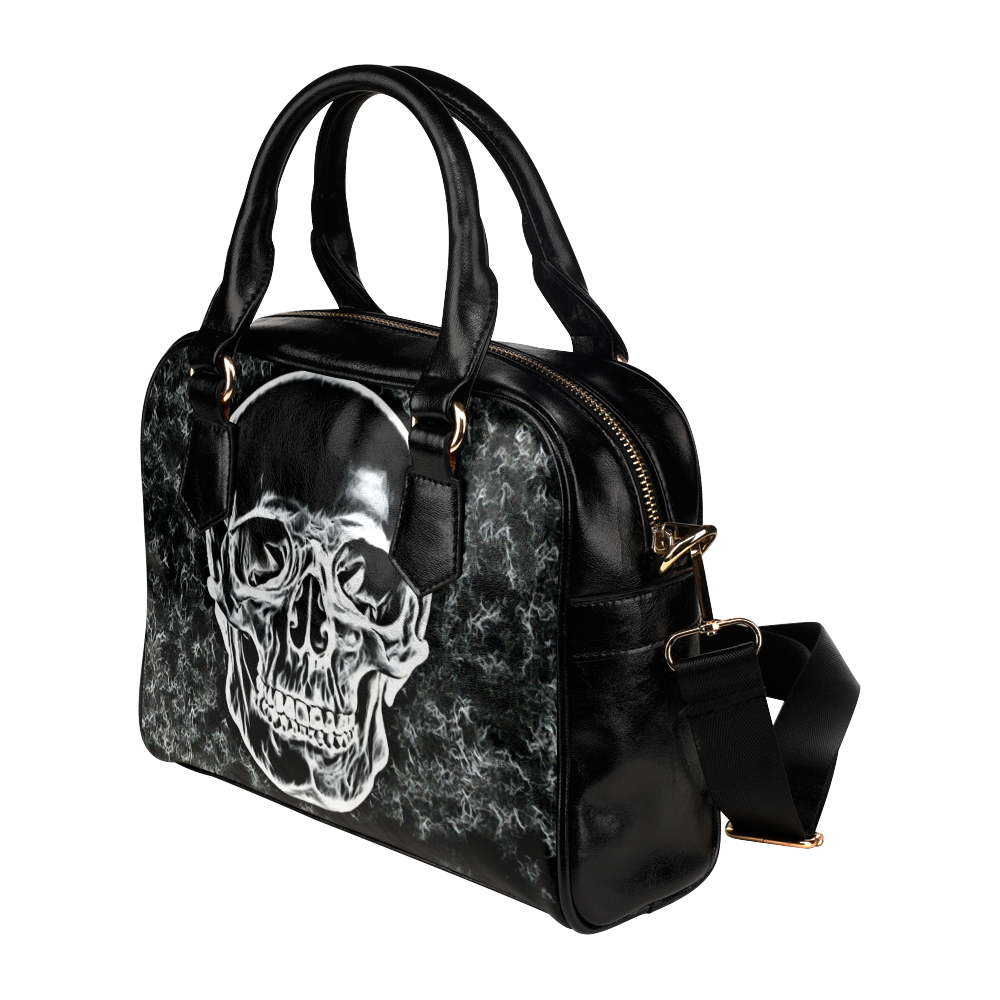 Awesome Wicked Witch Black Crystal Skull Marble Design Darkstar Shoulder Handbag (Model 1634)