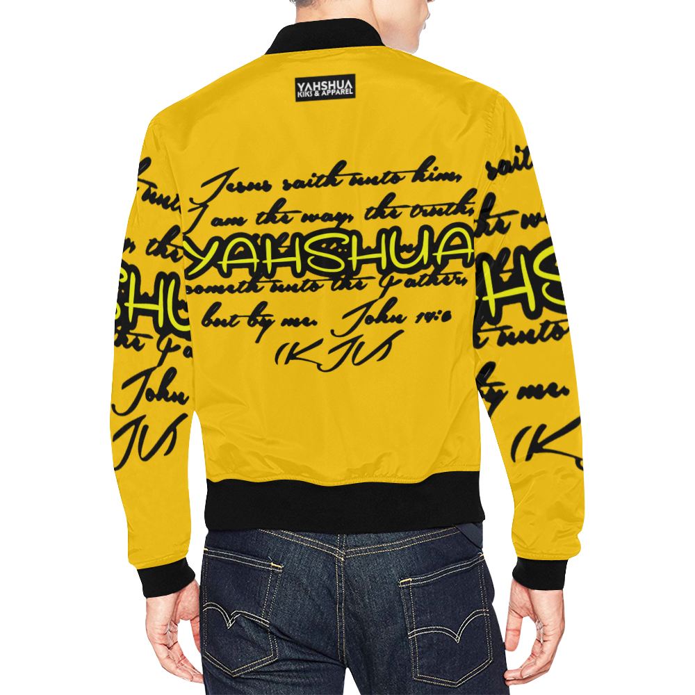 Yahshua Yellow All Over Print Bomber Jacket for Men (Model H19)