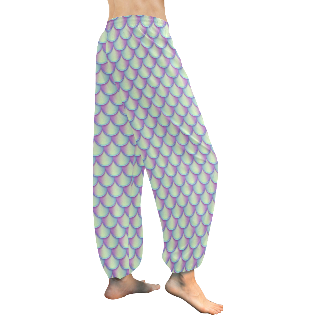 Purple Scale Mermaid Women's All Over Print Harem Pants (Model L18)