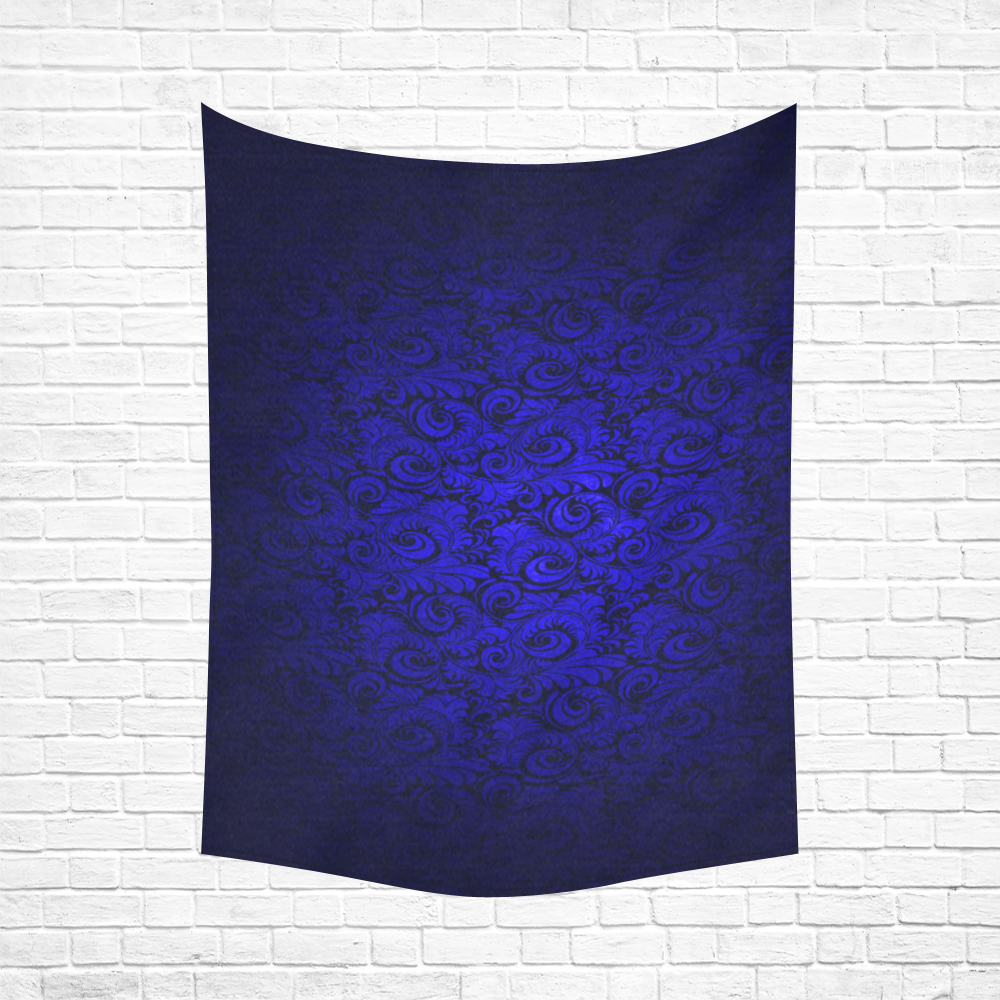 Vintage Gothic Royal Blue Vampire Leaf Print Cotton Linen Wall Tapestry 60"x 80"