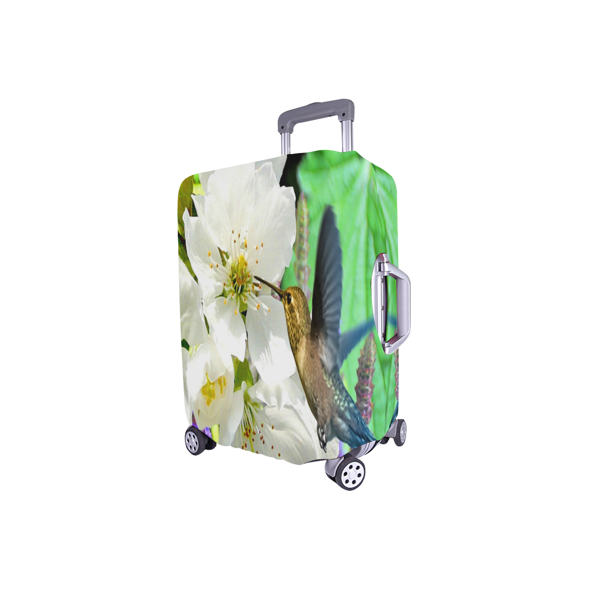 Peach Blossom Hummingbird Luggage Cover/Small 18"-21"