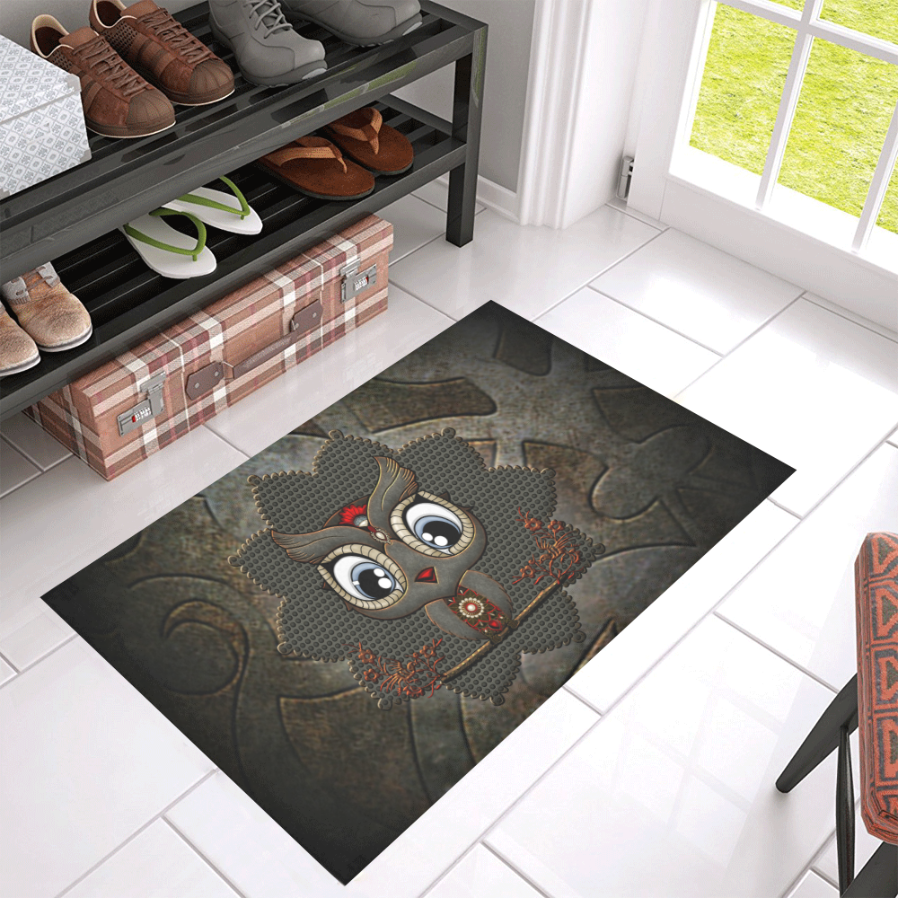 Funny steampunk owl Azalea Doormat 30" x 18" (Sponge Material)