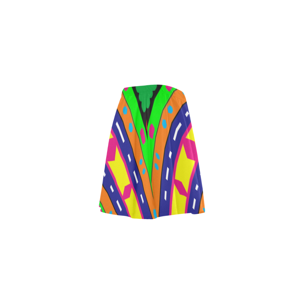 Distorted colorful shapes and stripes Mini Skating Skirt (Model D36)
