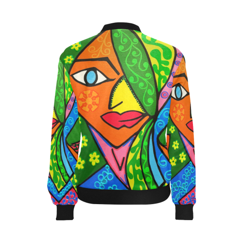 Blooming All Over Print Bomber Jacket for Women (Model H36)