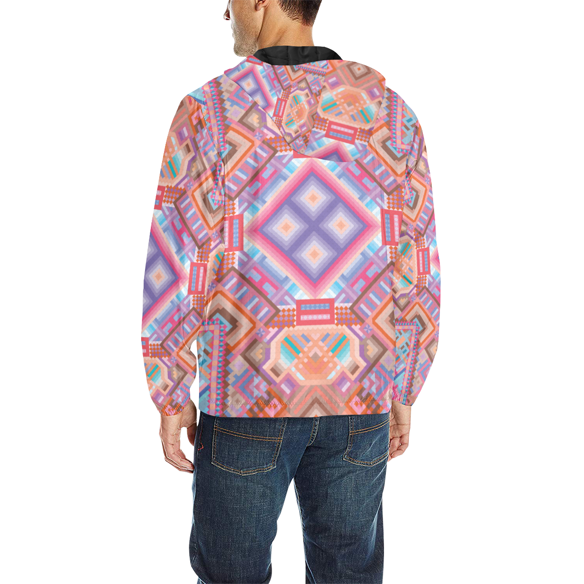 Researcher All Over Print Quilted Windbreaker for Men (Model H35)
