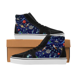 Galaxy Universe - Planets,Stars,Comets,Rockets Women's High Top Skateboarding Shoes (Model E001-1)