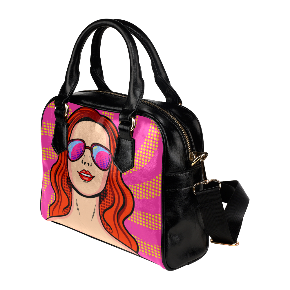 Retro Girl Pop Art Shoulder Handbag (Model 1634)