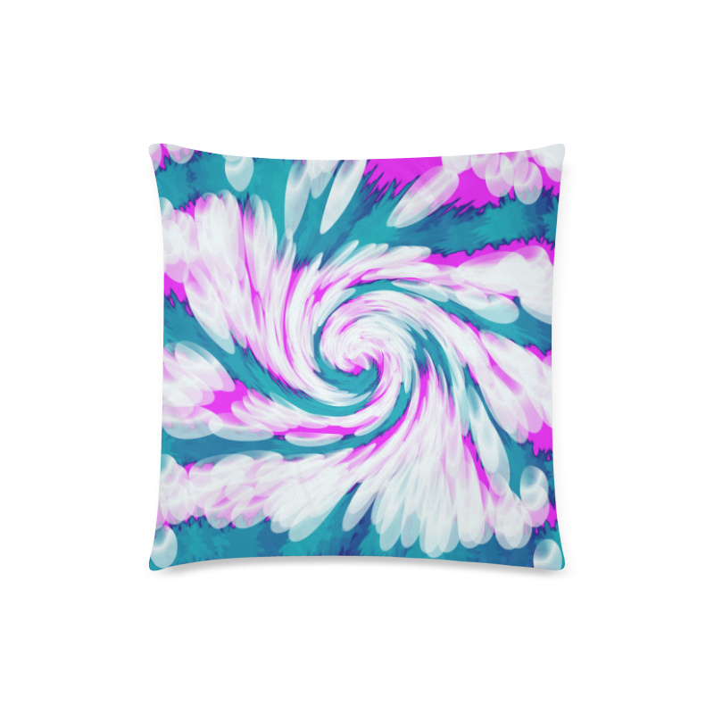 Turquoise Pink Tie Dye Swirl Abstract Custom Zippered Pillow Case 18"x18"(Twin Sides)