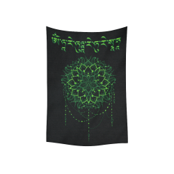 Green Tara Mantra Cotton Linen Wall Tapestry 40"x 60"