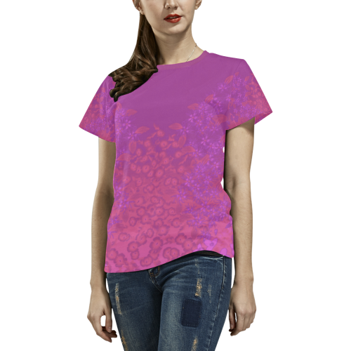 Luscious Wildflower Print by Aleta All Over Print T-shirt for Women/Large Size (USA Size) (Model T40)