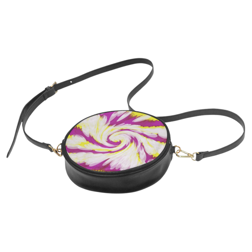 Pink Yellow Tie Dye Swirl Abstract Round Sling Bag (Model 1647)