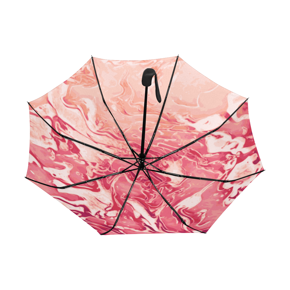 Red Wine Celebration - red orange pink abstract swirls Anti-UV Auto-Foldable Umbrella (Underside Printing) (U06)