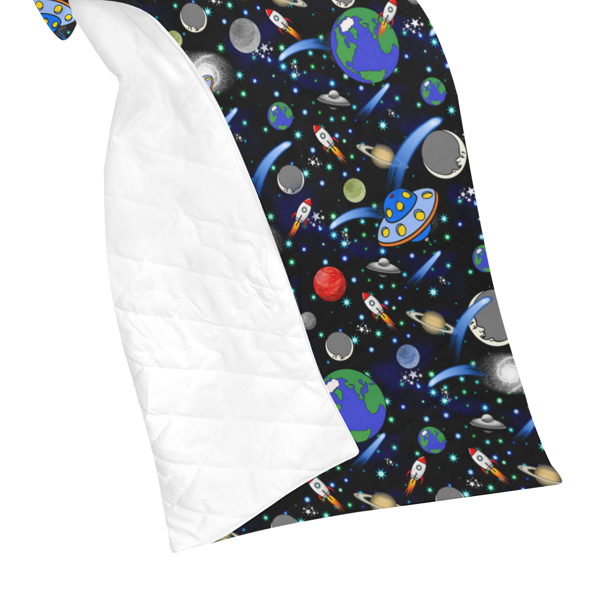 Galaxy Universe - Planets, Stars, Comets, Rockets Quilt 60"x70"