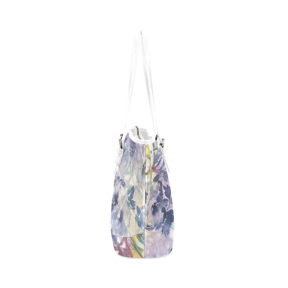 Medley of Flowers Leather Tote Bag/Large (Model 1651)