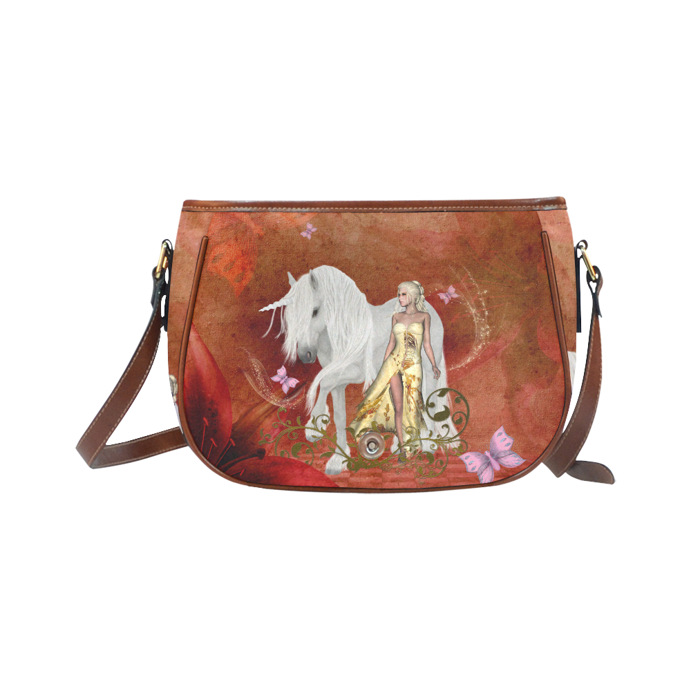 Unicorn with fairy and butterflies Saddle Bag/Small (Model 1649) Full Customization