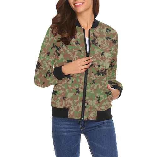 Japanese 1991 jietai winter Camouflage All Over Print Bomber Jacket for Women (Model H19)