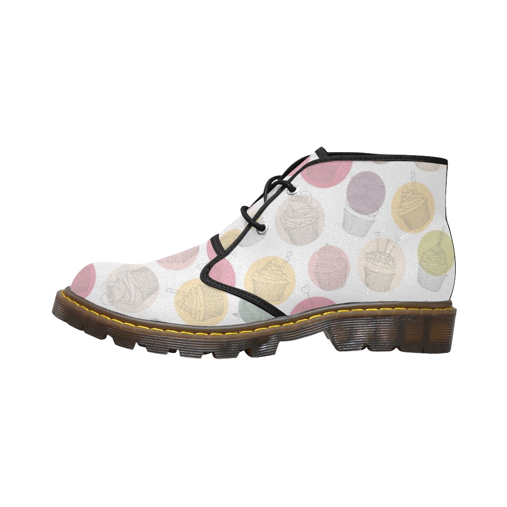 Colorful Cupcakes Women's Canvas Chukka Boots (Model 2402-1)