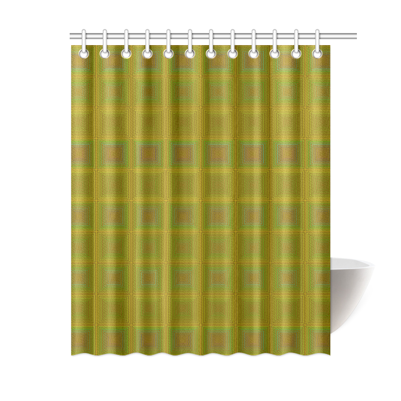 Green reddish multicolored multiple squares Shower Curtain 60"x72"