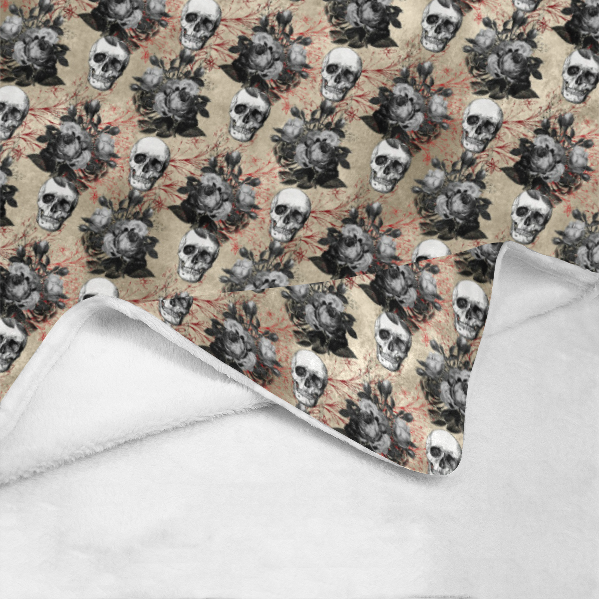 Gothic Skull with Dark Roses Ultra-Soft Micro Fleece Blanket 40"x50"