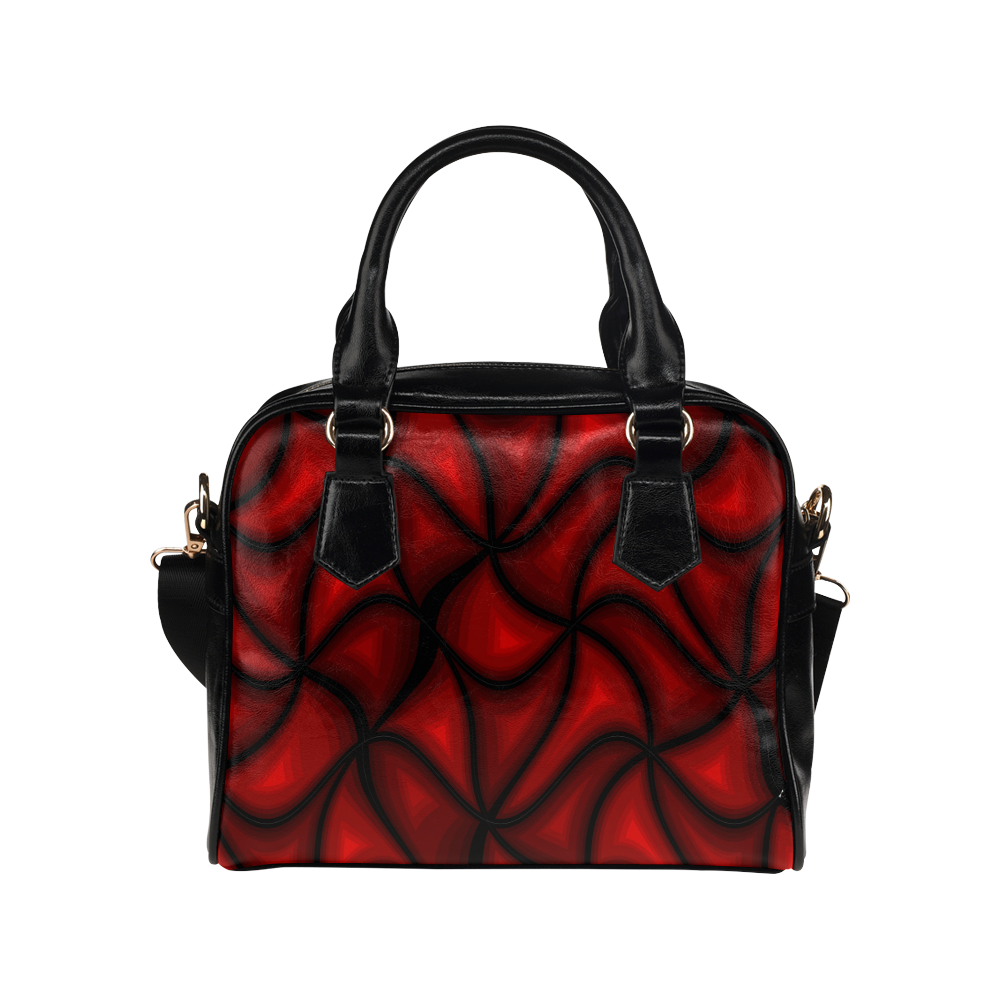 Red Geometic Pattern Shoulder Handbag (Model 1634)